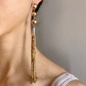 Long Gold Tassel Earrings